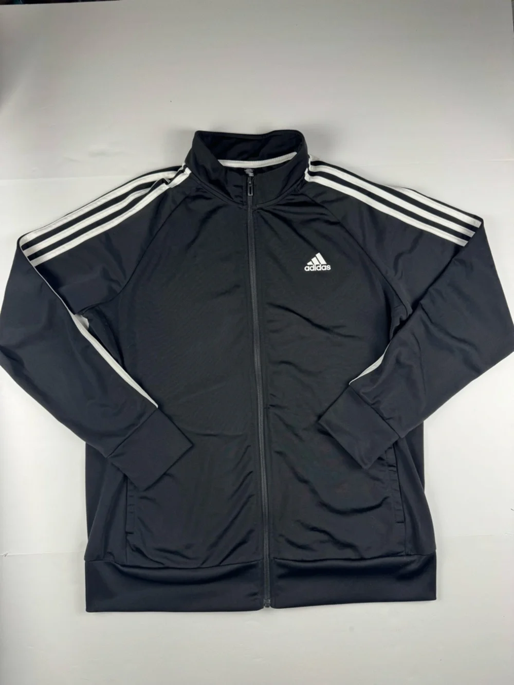 adidas Black Track Jacket with White Three-Stripes